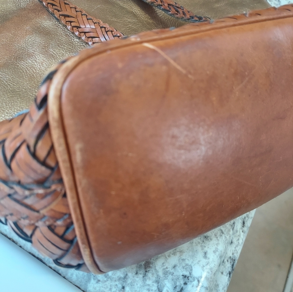 L.J.S Woven Leather Metallic Hobo/Shoulder Bag - Picture 9 of 11